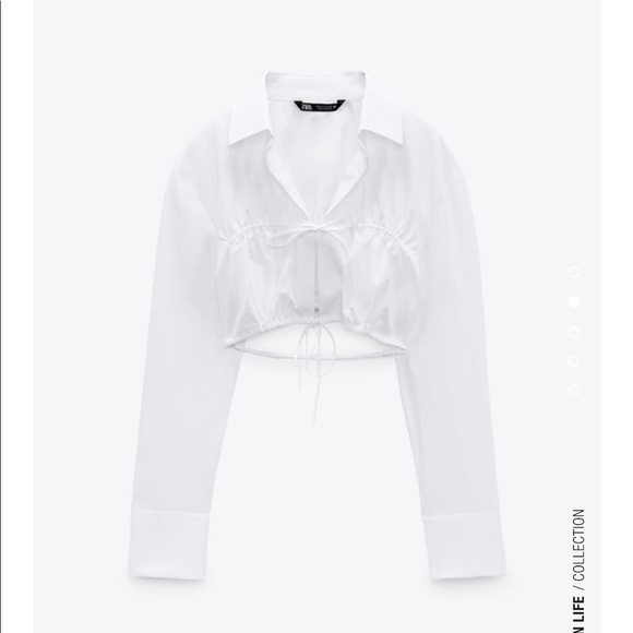 Zara white -crop Poplin shirt - Picture 1 of 5